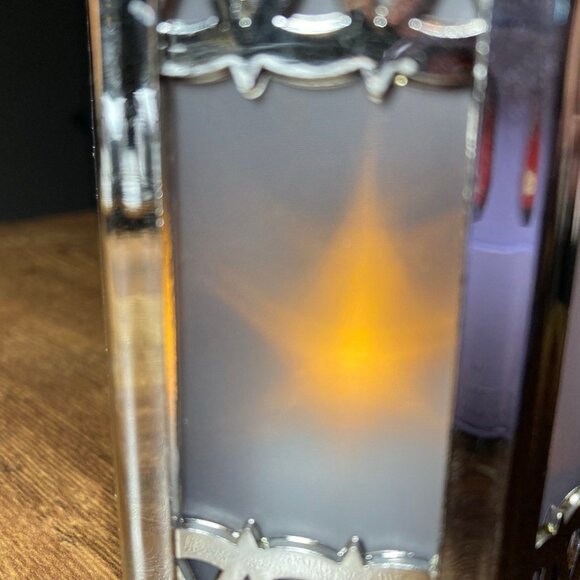 Silver Battery-Powered Mini Plastic Lantern with Yellow LED Starlight Inside - Picture 2 of 6